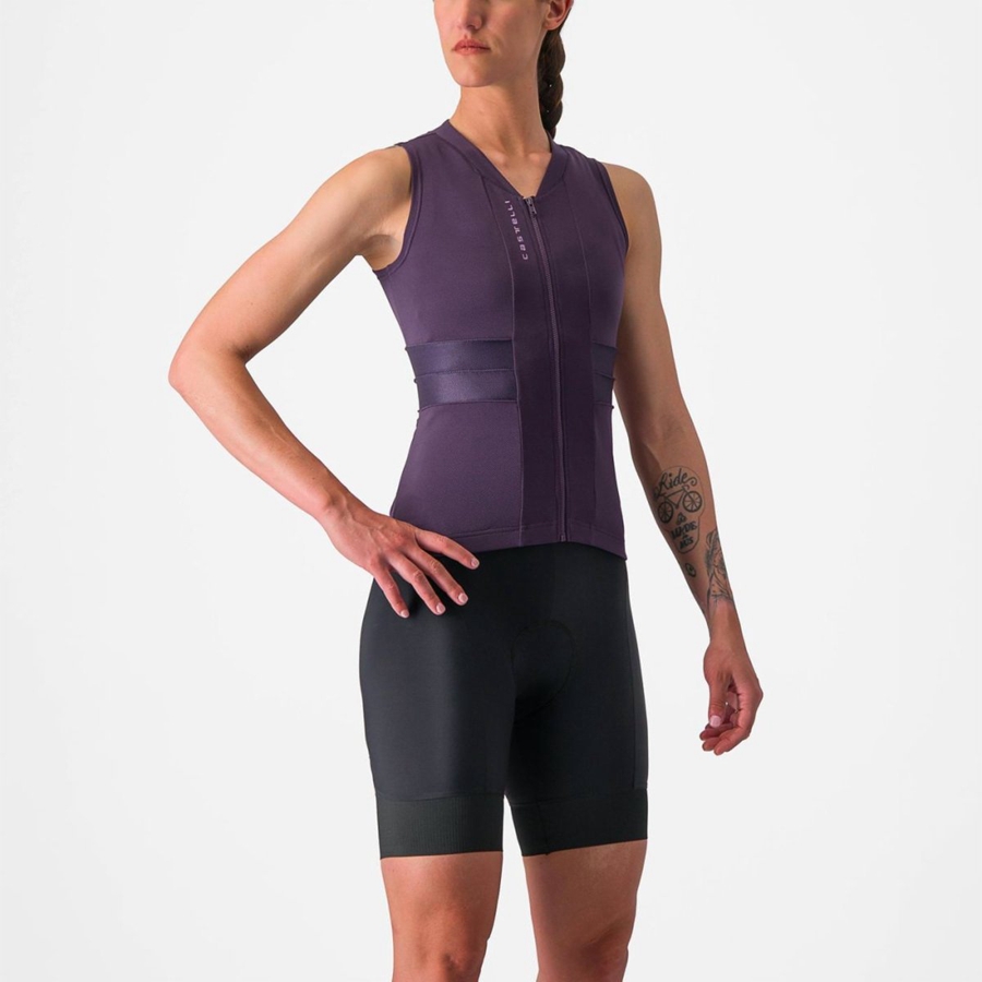 Castelli ANIMA 4 SLEEVELESS Mez Női Lila Fehér | FNUTAMI-81