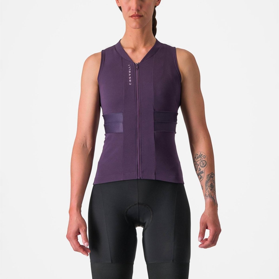 Castelli ANIMA 4 SLEEVELESS Mez Női Lila Fehér | FNUTAMI-81