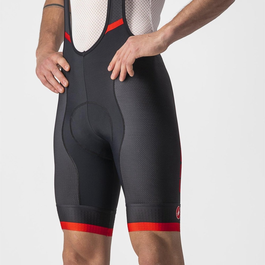 Castelli COMPETIZIONE KIT Rövidnadrág Bib-vel Férfi Fekete Piros | UTGILRQ-21