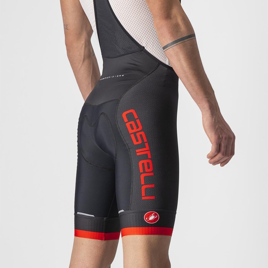 Castelli COMPETIZIONE KIT Rövidnadrág Bib-vel Férfi Fekete Piros | UTGILRQ-21