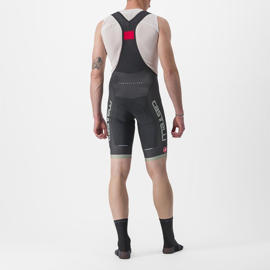 Castelli COMPETIZIONE KIT Rövidnadrág Bib-vel Férfi Fekete Zöld | DBYPRGA-23