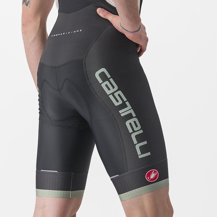 Castelli COMPETIZIONE KIT Rövidnadrág Bib-vel Férfi Fekete Zöld | DBYPRGA-23