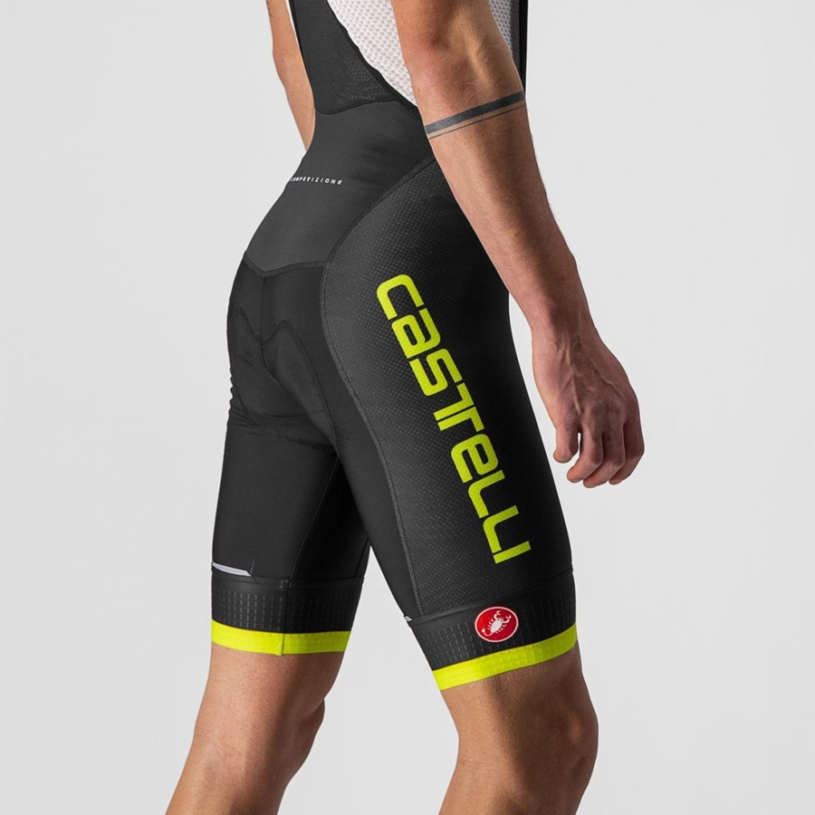 Castelli COMPETIZIONE KIT Rövidnadrág Bib-vel Férfi Fekete Világos Zöld | ARUQLSP-53