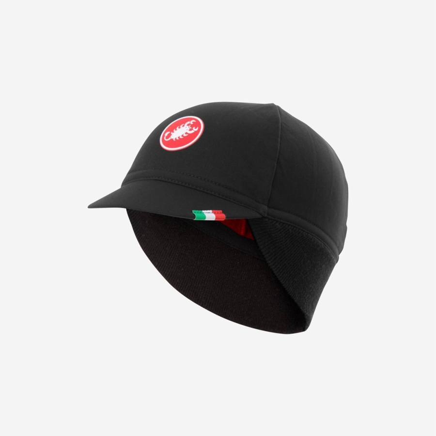 Castelli DIFESA THERMAL Sapka Férfi Fekete Piros | DITRCWY-35