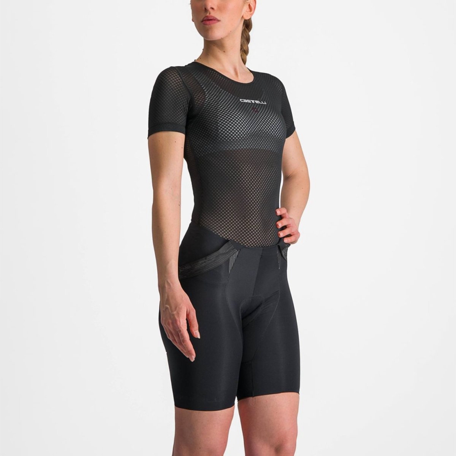 Castelli PRO MESH W SHORT SLEEVE Base Layer Női Fekete | FMQPCTS-30