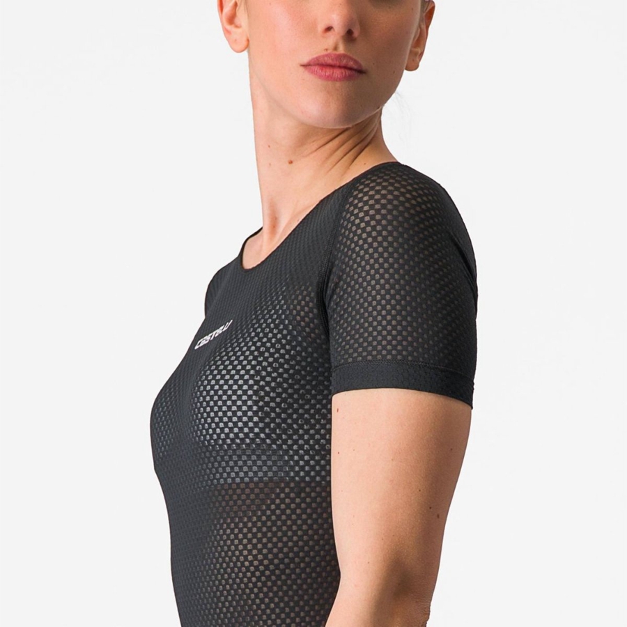 Castelli PRO MESH W SHORT SLEEVE Base Layer Női Fekete | FMQPCTS-30