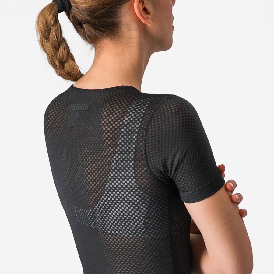 Castelli PRO MESH W SHORT SLEEVE Base Layer Női Fekete | FMQPCTS-30