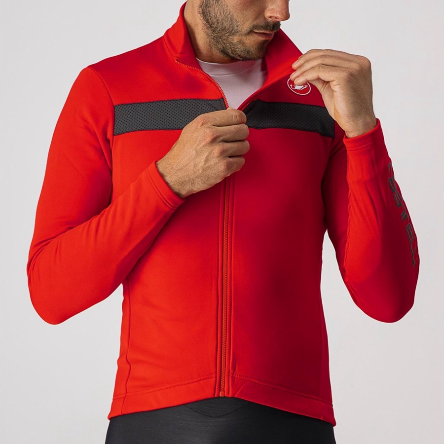 Castelli PURO 3 FZ Mez Férfi Piros Fekete | IGCQXBE-18