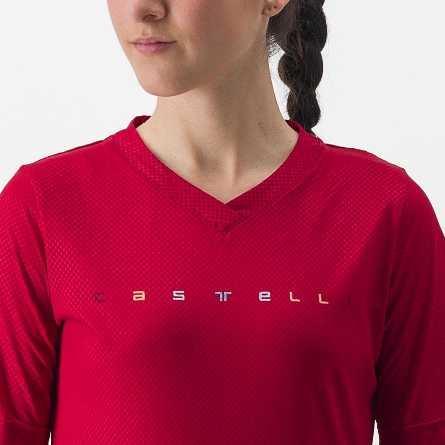 Castelli TRAIL TECH 2 W TEE Mez Női Sötétpiros | LZWRPSO-31