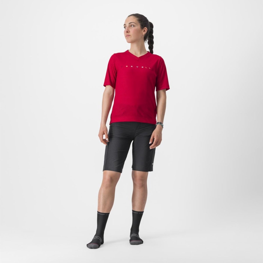 Castelli TRAIL TECH 2 W TEE Mez Női Sötétpiros | LZWRPSO-31